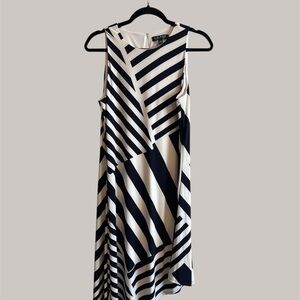 Lauren Ralph Lauren Navy and White Asymmetrical Dress